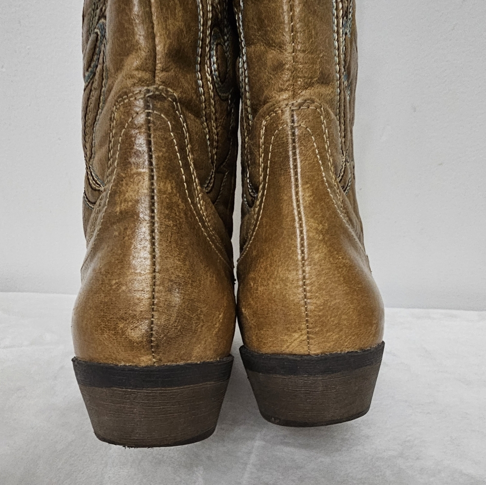 Coconuts by Matisse Cimmaron Teal Tan Color Boho Western Cowgirl Boots - Picture 4 of 16